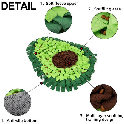 Alfombra Olfativa Interactiva en Forma de Aguacate para Perros y Mascotas (Juguete de Estimulación y Búsqueda)