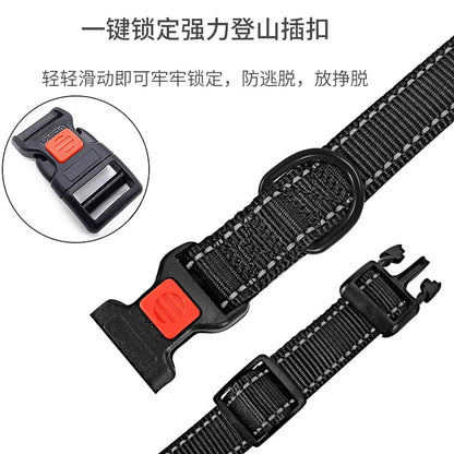 Reflective Dog Collar,Soft Neoprene Padded Breathable Nylon Pet Collar Adjustable for Medium Large Dogs, Neck