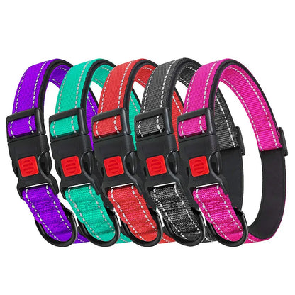 Reflective Dog Collar,Soft Neoprene Padded Breathable Nylon Pet Collar Adjustable for Medium Large Dogs, Neck