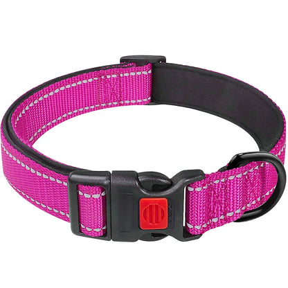 Reflective Dog Collar,Soft Neoprene Padded Breathable Nylon Pet Collar Adjustable for Medium Large Dogs, Neck
