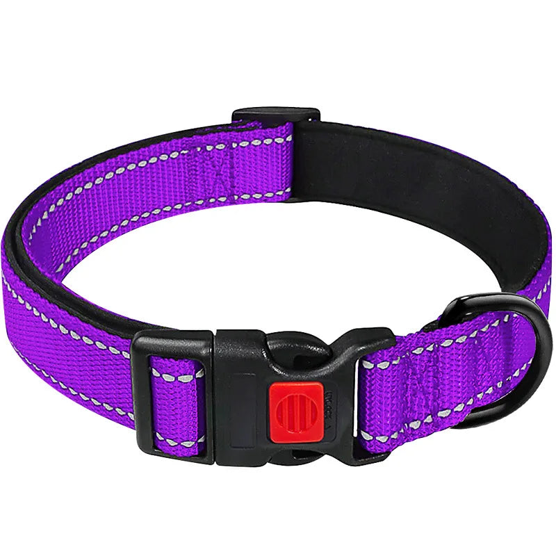 Reflective Dog Collar,Soft Neoprene Padded Breathable Nylon Pet Collar Adjustable for Medium Large Dogs, Neck