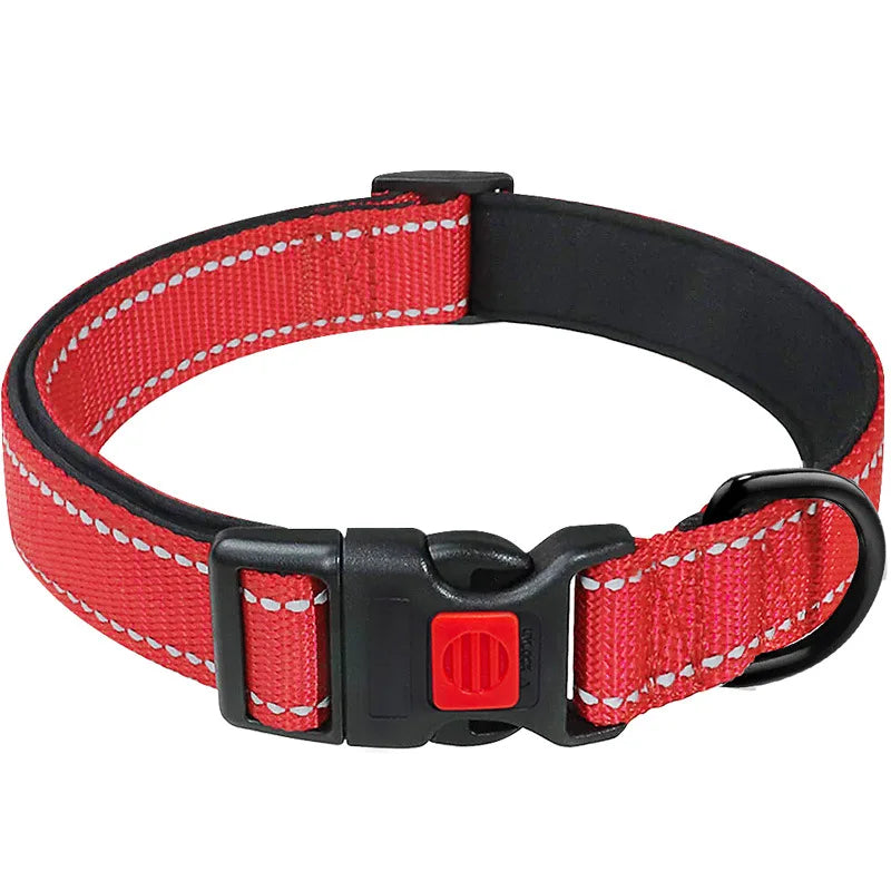 Reflective Dog Collar,Soft Neoprene Padded Breathable Nylon Pet Collar Adjustable for Medium Large Dogs, Neck