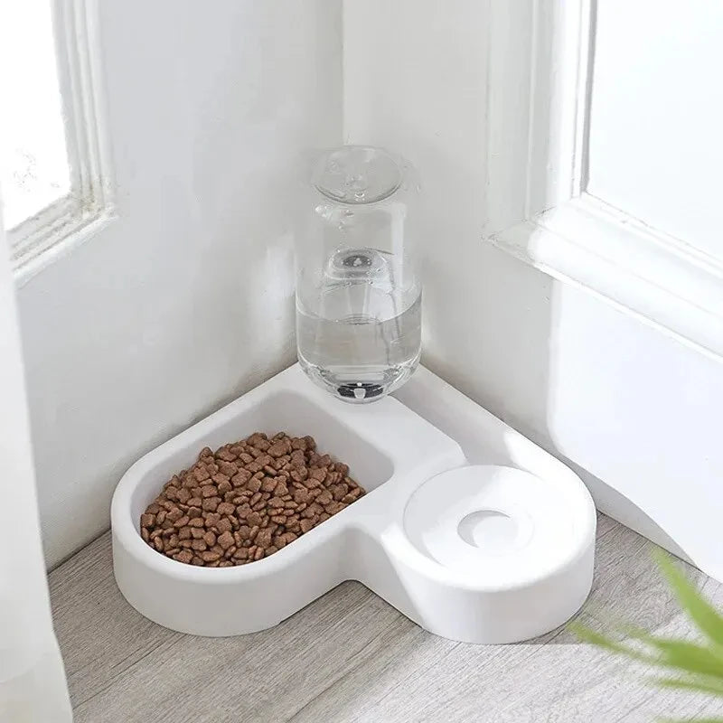 Comedero y Bebedero Automático 2 en 1 con Forma de Corazón – Cuenco Antihumedad para Perros y Gatos