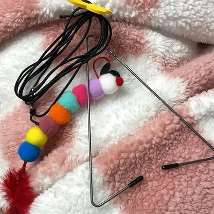 Juguete Interactivo Colgante para Gatos – Cuerda Ajustable con Gusanos de Peluche para Puerta