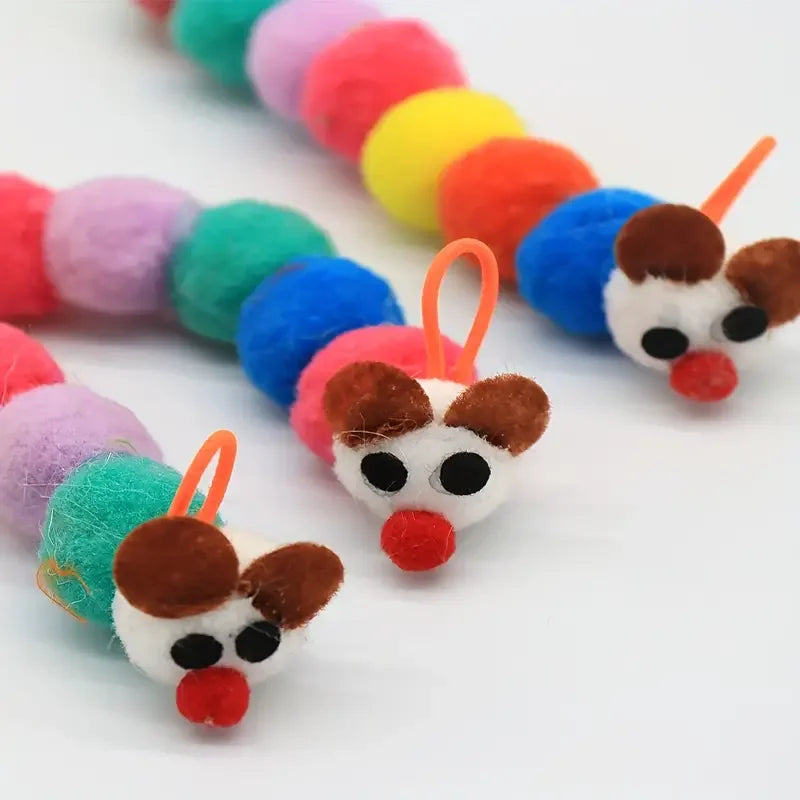 Juguete Interactivo Colgante para Gatos – Cuerda Ajustable con Gusanos de Peluche para Puerta