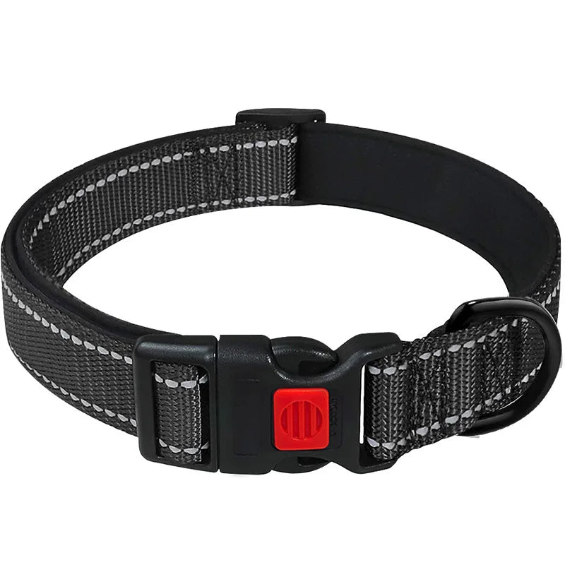 Reflective Dog Collar,Soft Neoprene Padded Breathable Nylon Pet Collar Adjustable for Medium Large Dogs, Neck