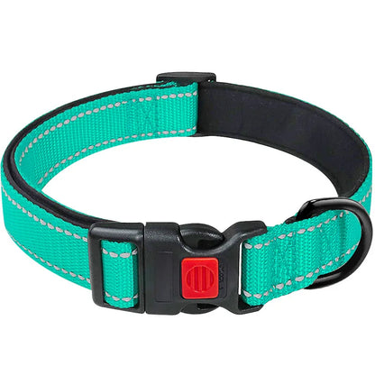 Reflective Dog Collar,Soft Neoprene Padded Breathable Nylon Pet Collar Adjustable for Medium Large Dogs, Neck